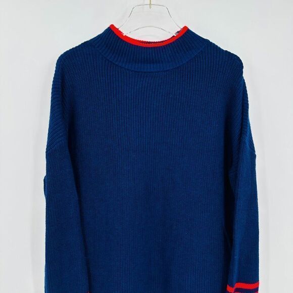 Talbots Womens Size XL Navy Blue & Red Knit Layered Long Sleeve Sweater Top - Picture 2 of 7